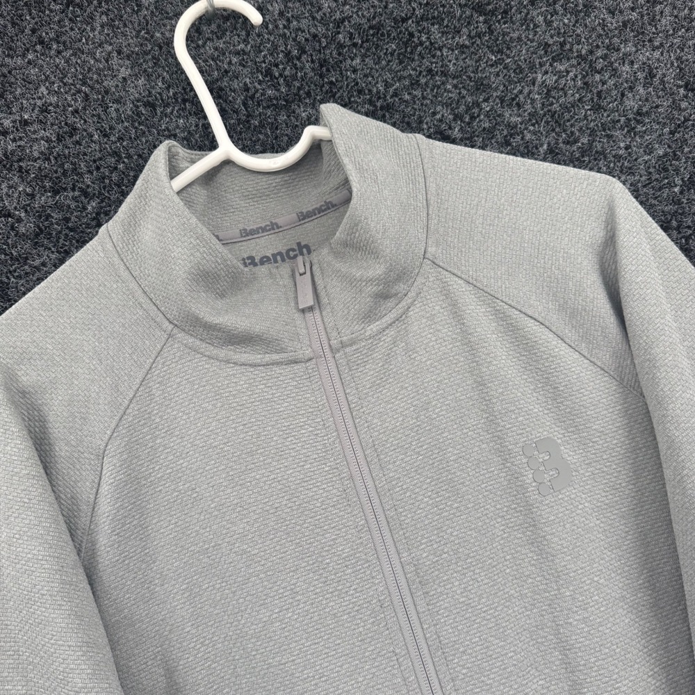 Bench Urbanwear Mens XXL Grey Full Zip Track Jacket Textured Mock Neck Jacket